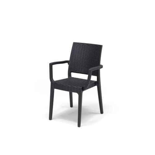 269 - 2 x Dzeneta stacking patio dining arm chairs RRP £77