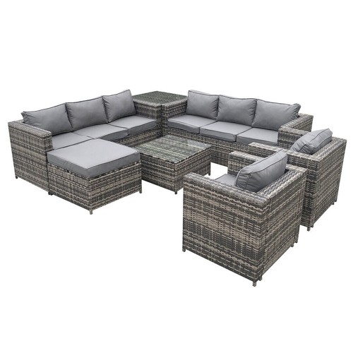 270 - A Serdar 9 seater synthetic rattan garden corner sofa seating set RRP £1099