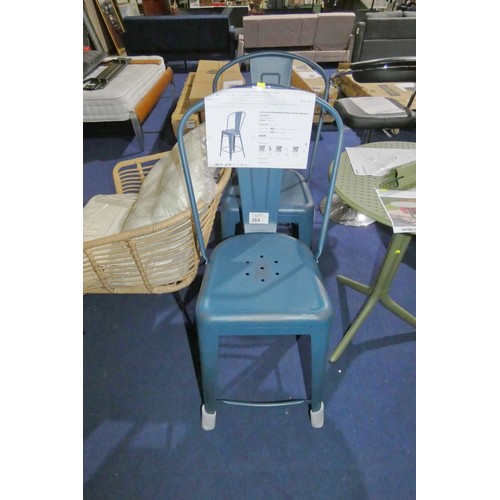 264 - 2 x Williston Forge commercial grade metal indoor / outdoor bar stools with backs RRP £159