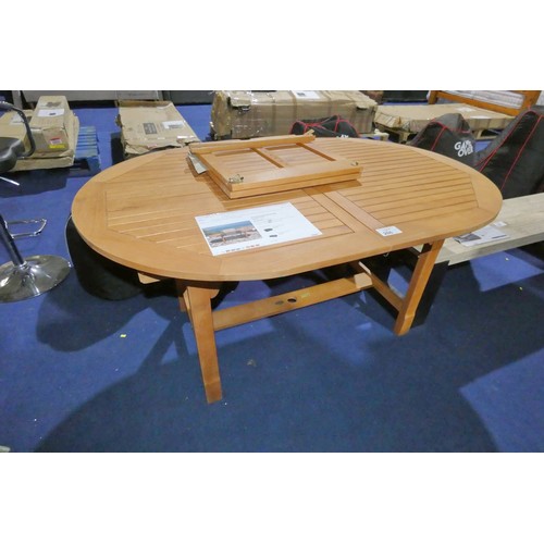 266 - 1 x Afrin extendable wooden garden dining table approx 150 x 100cm supplied with a 50cm centre exten... 