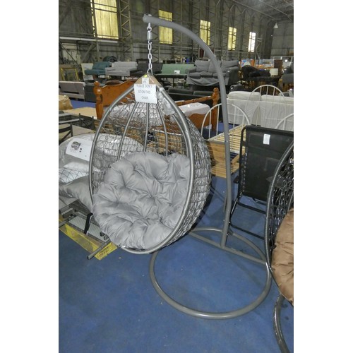 273 - 1 x Fernelius grey swing chair with stand RRP £274. Please note that the metal frame is broken and r... 