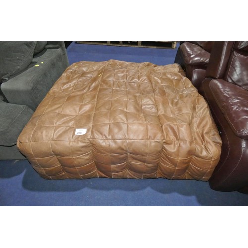 298 - 1 x large brown patchwork bean bag (leather) approx 130 x 130cm. Please note that this bean bag is u... 