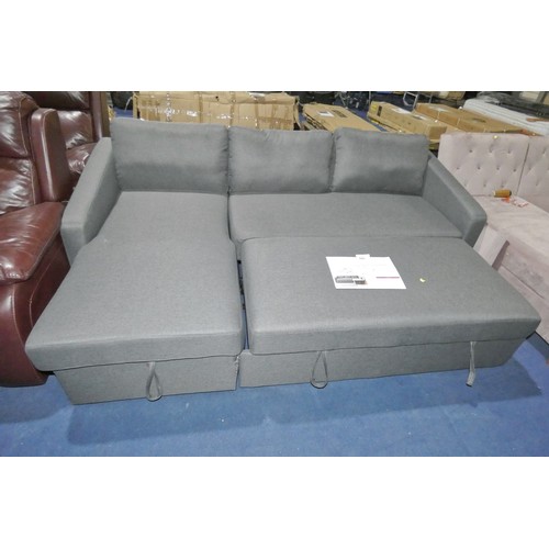 300 - 1 x Kachayr 215cm dark grey linen square arm sofa bed RRP £699