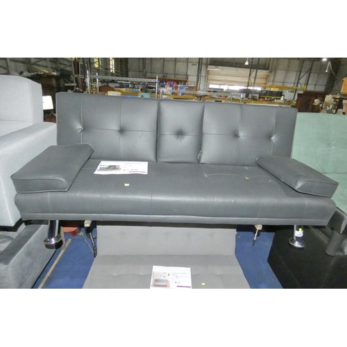 308 - 1 x Majel three seater black upholstered click / clack type sofa bed RRP £169