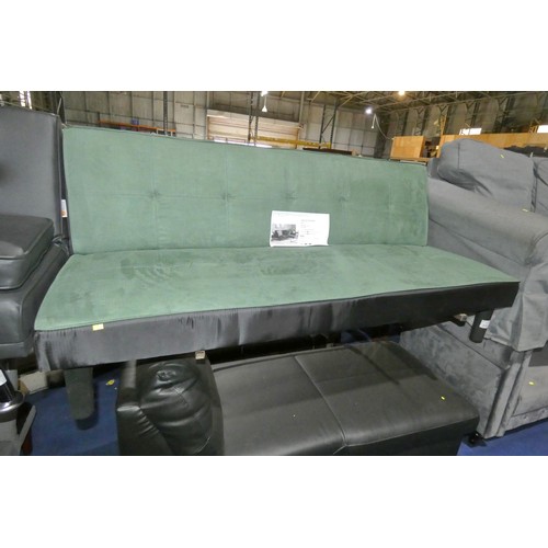 310 - 1 x three seater green / black upholstered click /clack type sofa bed by 17 Stories RRP £149