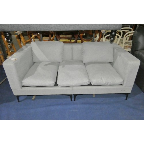 316 - A light upholstered two part sofa approx 165cm wide. Please note this sofa has three seat cushions a... 