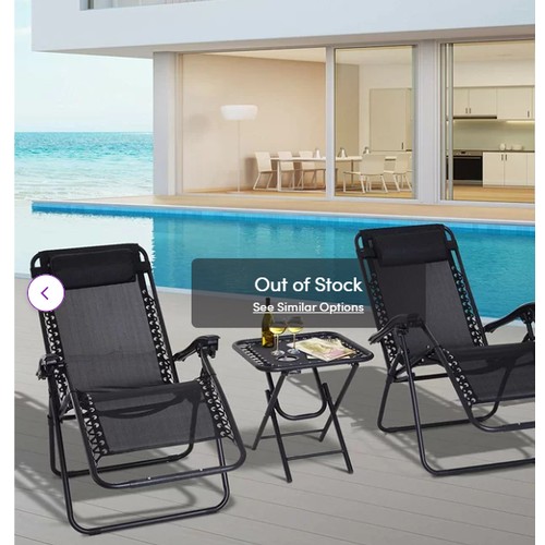 276 - 2 x Northside 90cm long reclining sun loungers / chaises with a small matching table RRP £108