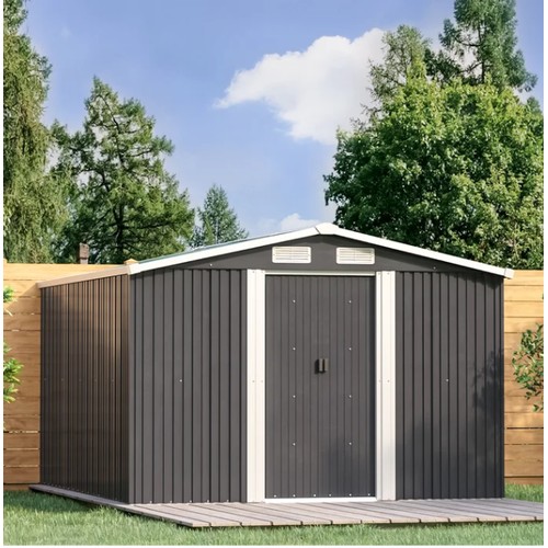 287 - 1 x WFX Utility 10ft w x 12ft d metal apex garden shed with foundation RRP £459. Supplied in four bo... 