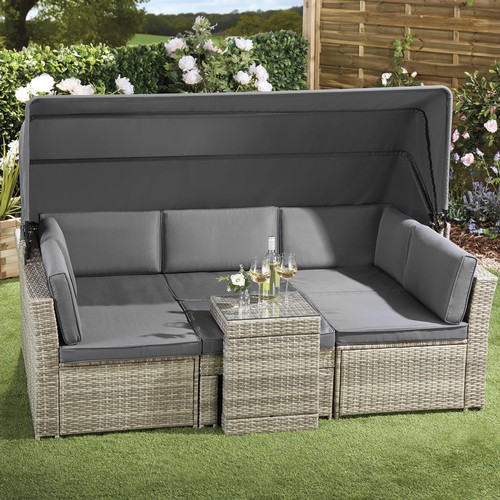 290 - 1 x Ludwicka 208cm wide outdoor patio day bed with cushions RRP £829. Please note not known if compl... 