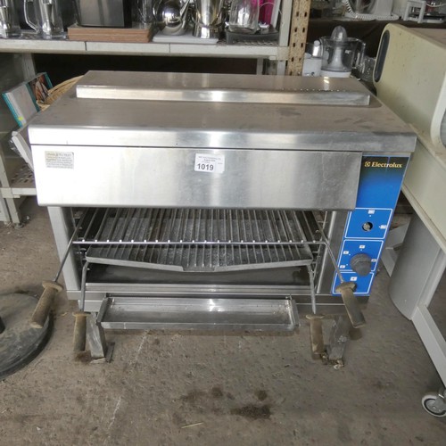 1019 - A large commercial stainless steel gas fired steak house grill by Electrolux - trade