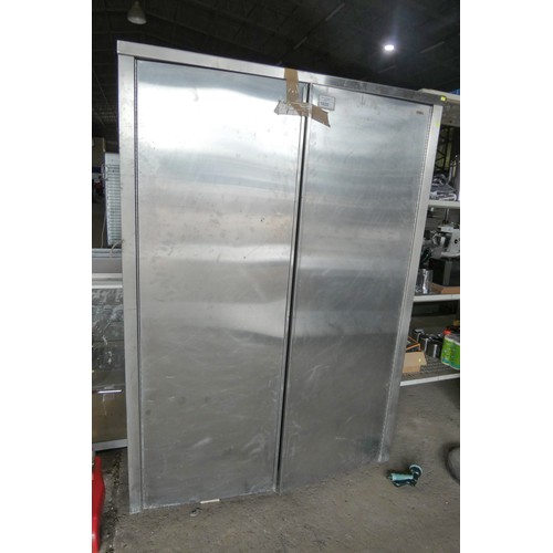 1020 - A tall commercial stainless steel catering type cupboard with 4 shelves approx 133x44x186cm (require... 