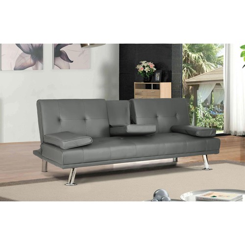 308 - 1 x Majel three seater black upholstered click / clack type sofa bed RRP £169