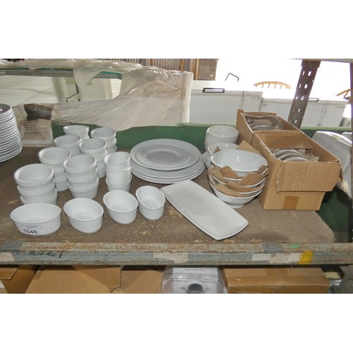 1046 - A quantity of various white crockery including ramakins, bowls etc by DRH, Olympia etc