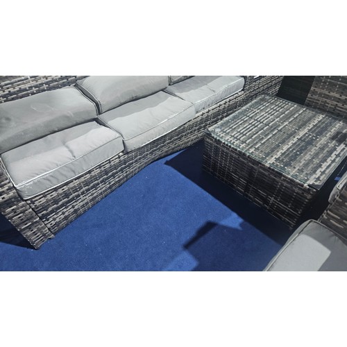 270 - A Serdar 9 seater synthetic rattan garden corner sofa seating set RRP £1099