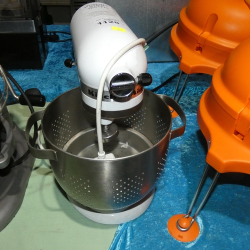 1128 - A commercial counter top food mixer by Kitchen Aid in white with bowl but no attachments - trade  Te... 