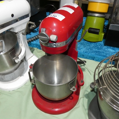 1130 - A commercial counter top food mixer by Kitchen Aid in red with non fitting bowl & no attachments - t... 