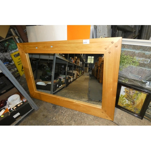 2117 - 1 x wood framed mirror approx 138 x 91cm