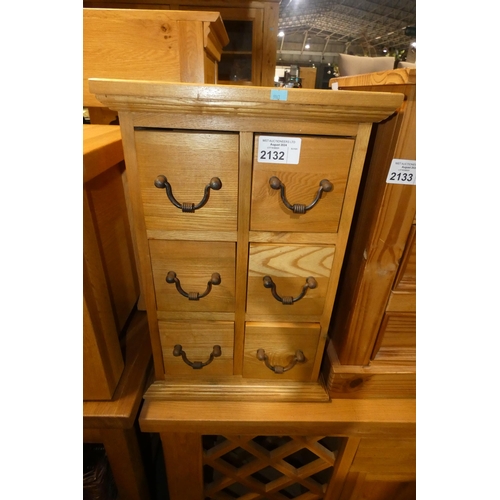 2132 - 1 x small Pine unit with 6 drawers approx 42 x 33 x 64cm high