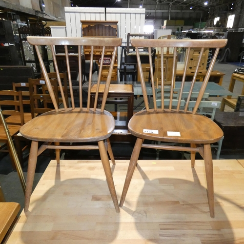 2140 - 2 x wooden dining chairs believed to be by Ercol (marked underneath BS FF 1960 2056)