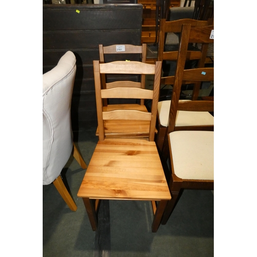 2161 - 2 x wooden ladder back dining chairs