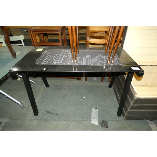 2172 - 1 x rectangular home computer type table with black glass top approx 125 x 65cm and 1 x non slip tab... 