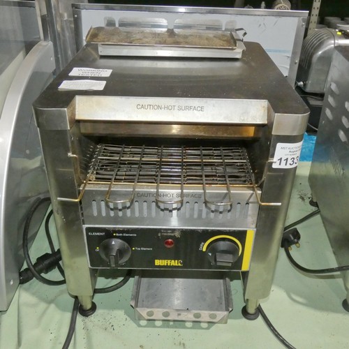 1133 - A commercial stainless steel conveyor toaster by Buffalo. missing tray - Tested Working