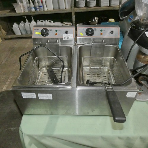 1139 - A commercial stainless steel twin basket deep fryer by Infernus - trade