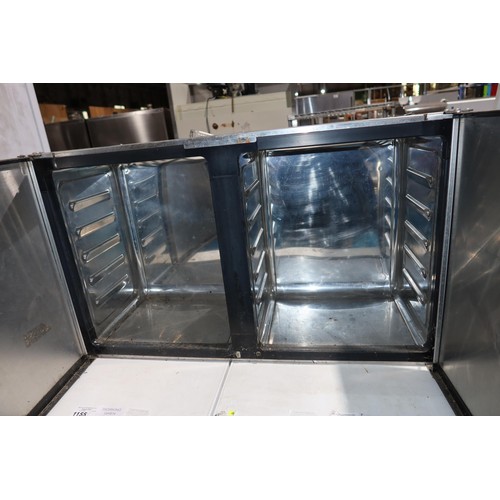 1153 - A commercial stainless steel double door cupboard by Sissons approx 100x40x62cm