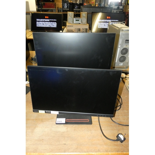 2501 - 2 x 24 inch HDMI HD PC monitors by Lenovo type Think Vision T24i-10 - trade