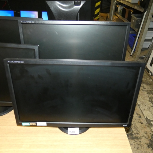 2510 - 2 x 27 inch HD PC monitors by iiYama type Prolite B2780HSU - trade TESTED WORKING