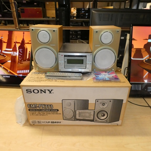 2515 - A boxed compact stereo system by Sony type: CMT-PX333 with CD, Minidisc, radio & PC link, comes with... 