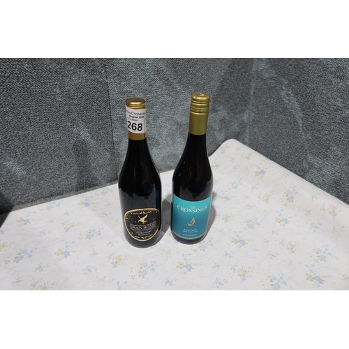 1268 - 3 bottles of The Crossings Pinot Noir & 2 x Gran Rosso Negroamaro Primitivo