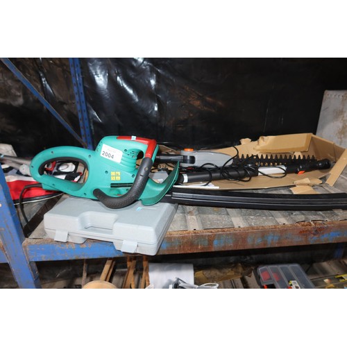 2004 - 1 x Terratek long reach hedge trimmer 240v - appears unused, 1 x Bosch hedge trimmer 240v - requires... 