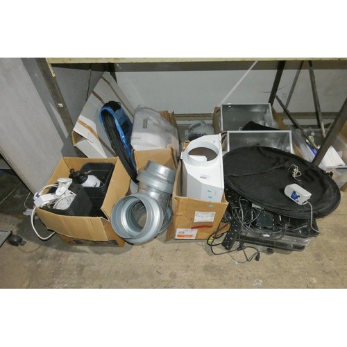 2080 - A quantity of various grow room equipment including lights, ballasts, timers, a Rhino filter, a fan ... 