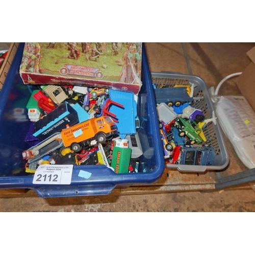 2112 - A quantity of various toy cars etc. Contents of 1 shelf