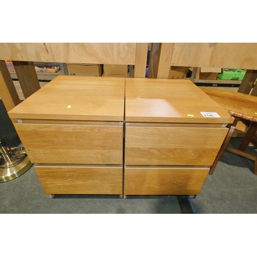 2146 - 2 x wood effect two drawer bedside cabinets