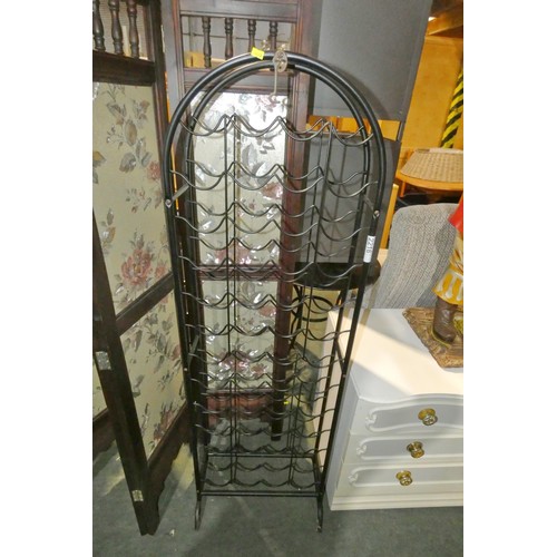 2216 - 1 x black metal wine bottle rack approx 148cm high