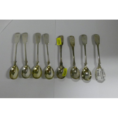 A set of eight silver coffee spoons, weight approximately 136 grams