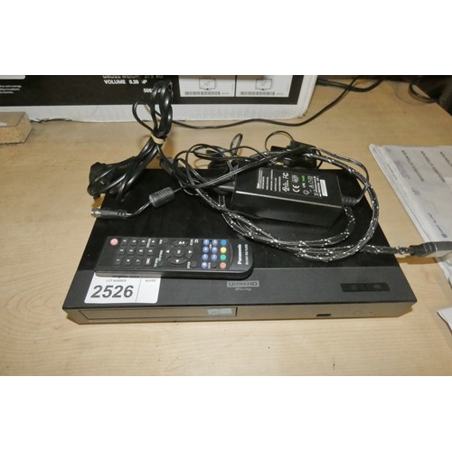 2526 - An Ultra HD blu-ray player by Panasonic type DPUB150 comes with remote and power adapter - trade