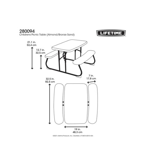 197 - 1 x Lifetime children's folding picnic table