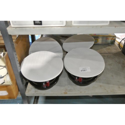 2587 - 4 x ceiling mounted Ecler IC6+ speakers. Contents of 1 shelf - trade