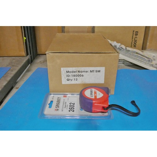 2602 - A box containing 12 x tape measures 5m by Sparky