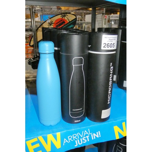 2605 - 12 x 500ml insulated metal drinking bottles by Microsang