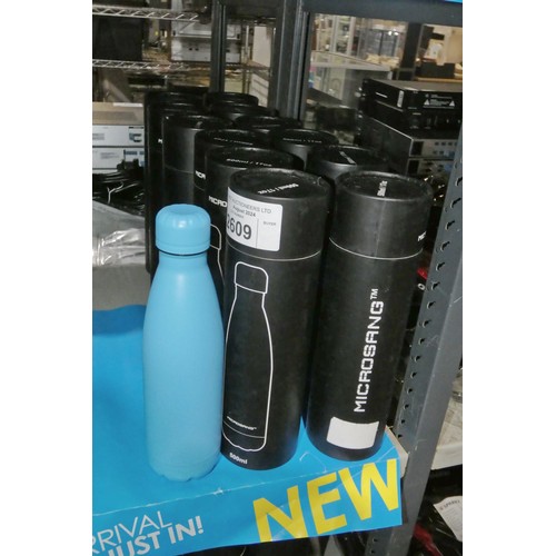 2609 - 12 x 500ml insulated metal drinking bottles by Microsang