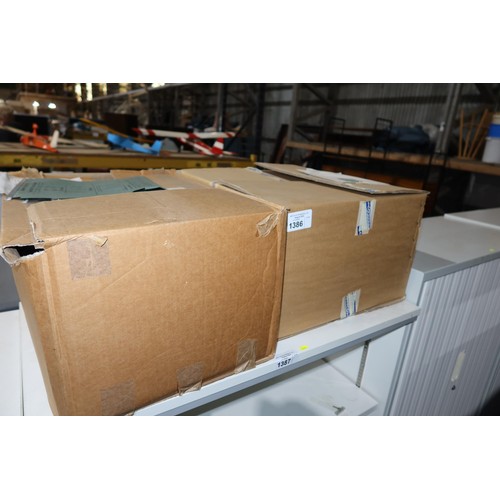 1386 - 2 x boxes containing a quantity of various suspension files for filing cabinets