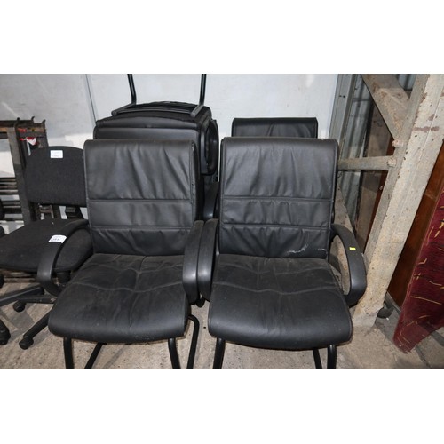 1391 - 5 x black upholstered office cantilever chairs