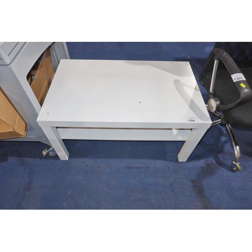 1304 - 1 x white coffee table approx 90 x 55cm