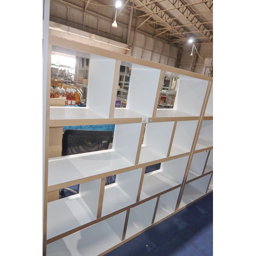 1329 - 1 x white cube storage shelving unit approx 150 x 34 x 159cm high