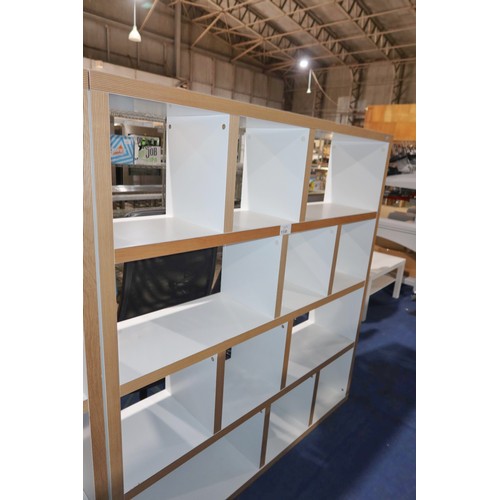 1330 - 1 x white cube storage shelving unit approx 150 x 34 x 159cm high