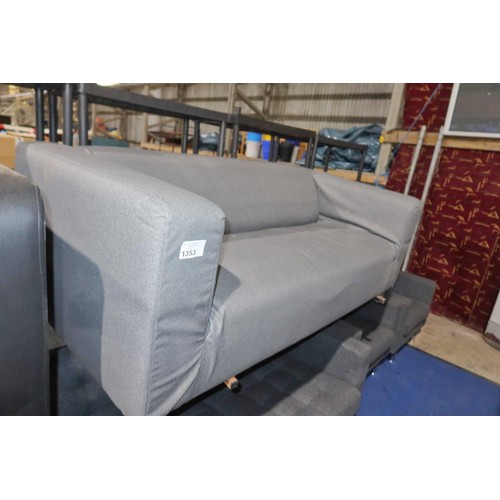 1353 - 1 x grey upholstered reception tyoe sofa approx 175cm wide